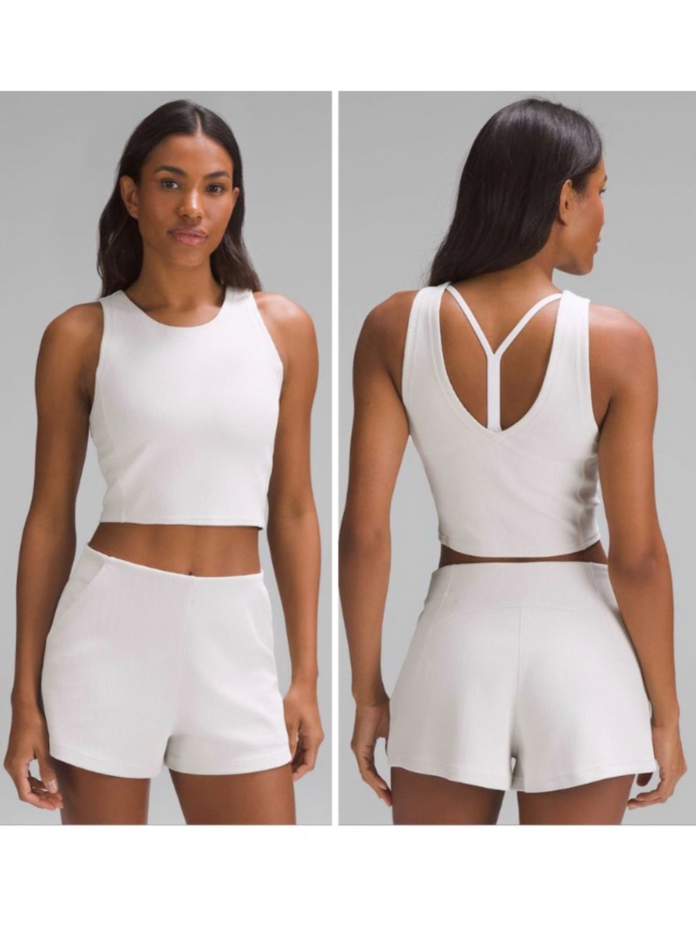 LULULEMON Ribbed Softstreme Cropped Tank Top in Bone Sz. 12
